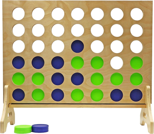 Tailgating Pros Premium Giant Four in a Row with Carrying Case - Jumbo Oversized Outdoor Yard Game - Connect Multiple Pucks in a Row to Win - Many Puck Colors Available!