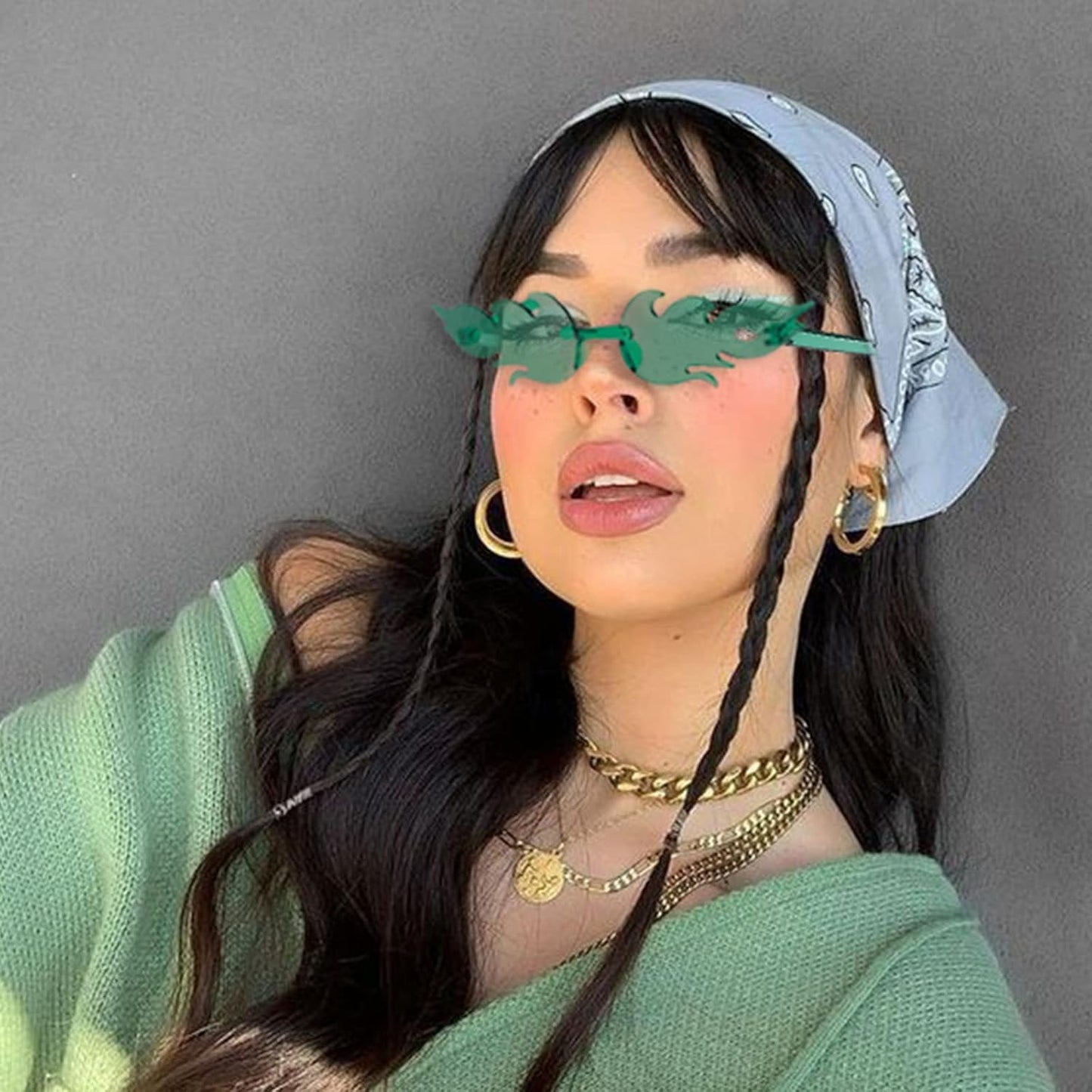 10/20 Pack Star/Heart Shape/Round/Butterfly/Cat Eye/Rectangle/Fire Rimless Tinted Party Sunglasses Color Glasses