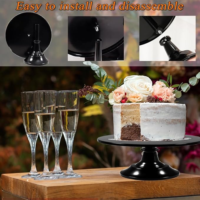 Cashger Cake Stand,7Pcs Round Metal Cake Display Stand 8/10/12Inch Dessert Table Decorations Set Cupcake Holder Party Serving Plate for Baby Shower ,Wedding ,Birthday Party ,Anniversary (Black)