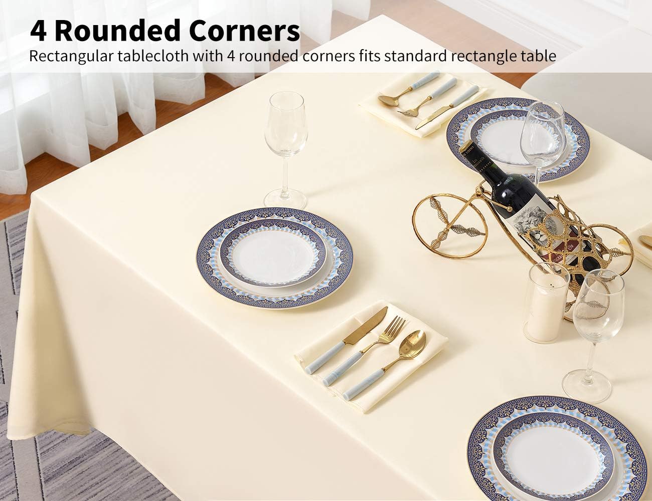 Surmente Ivory Tablecloth 60 x 102-inch Rectangular Polyester Table Cloth for Weddings, Banquets, or Restaurants