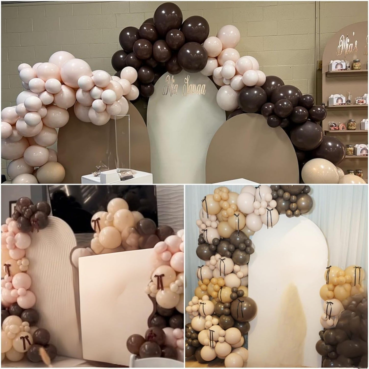 Pink and Brown Balloons Light Pink Coffee Brown Beige Balloons 12inch White Sand Balloon Bear Baby Shower Birthday Party Decorations Latex Helium Balloon for Arch Bridal Boho Decor
