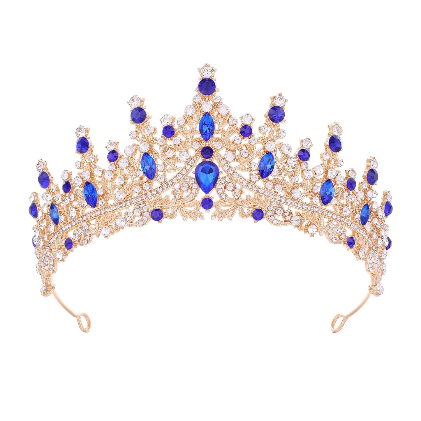 Blue Tiara for Women Crystal Queen Crowns Rhinestone Princess Tiaras for Girl Wedding Headband for Bride Hair Accessories for Halloween Costume Birthday Party Prom Mother's Gifts