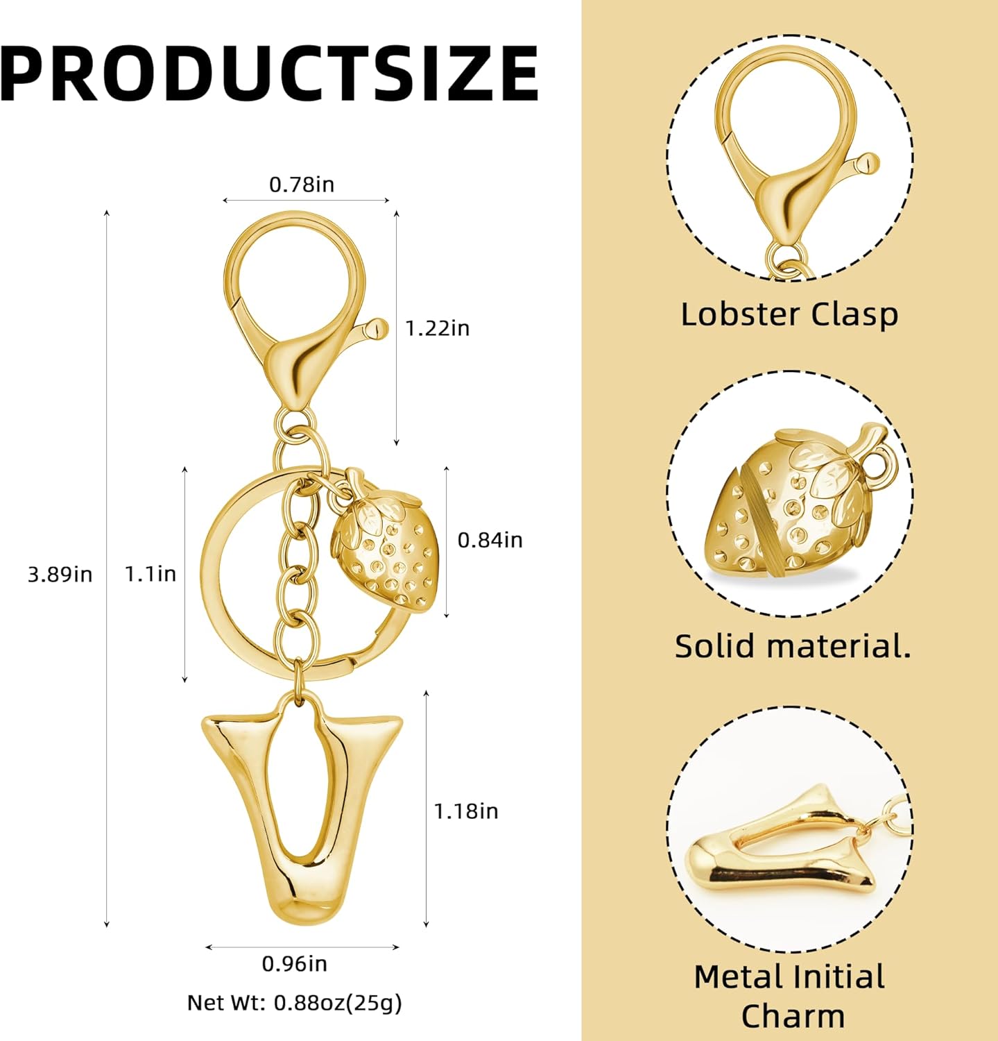 Gold Bubble Heart Initial Bag Charms for Handbags – Cute Initial Letter Keychain for Women, Purse Charms, Gold Gift