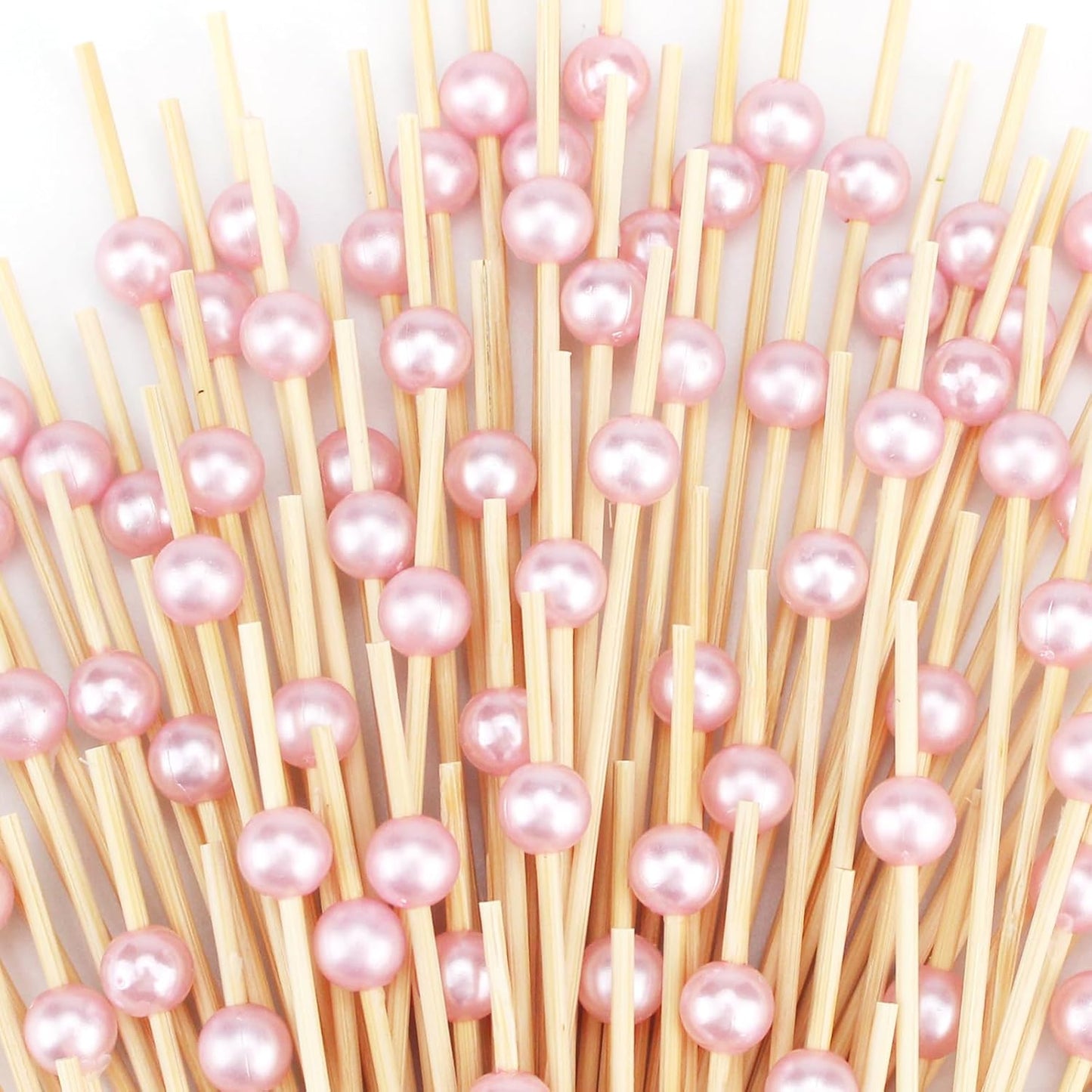 500 Pcs Pink Cocktail Toothpicks for Appetizers, Natural Bamboo Coctail Skewers Sticks, Pearl Decorative Cocktail Tooth Picks for Drinks, Fruit, Charcuterie, Wedding Food Party Fancy 4.7 Inch Long