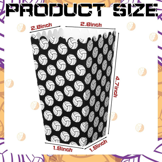 Funtery 24 Pcs Party Popcorn Boxes Popcorn Bags Buckets Container Holder Sport Party Favors for Sport Supplies Decorations(Volleyball)