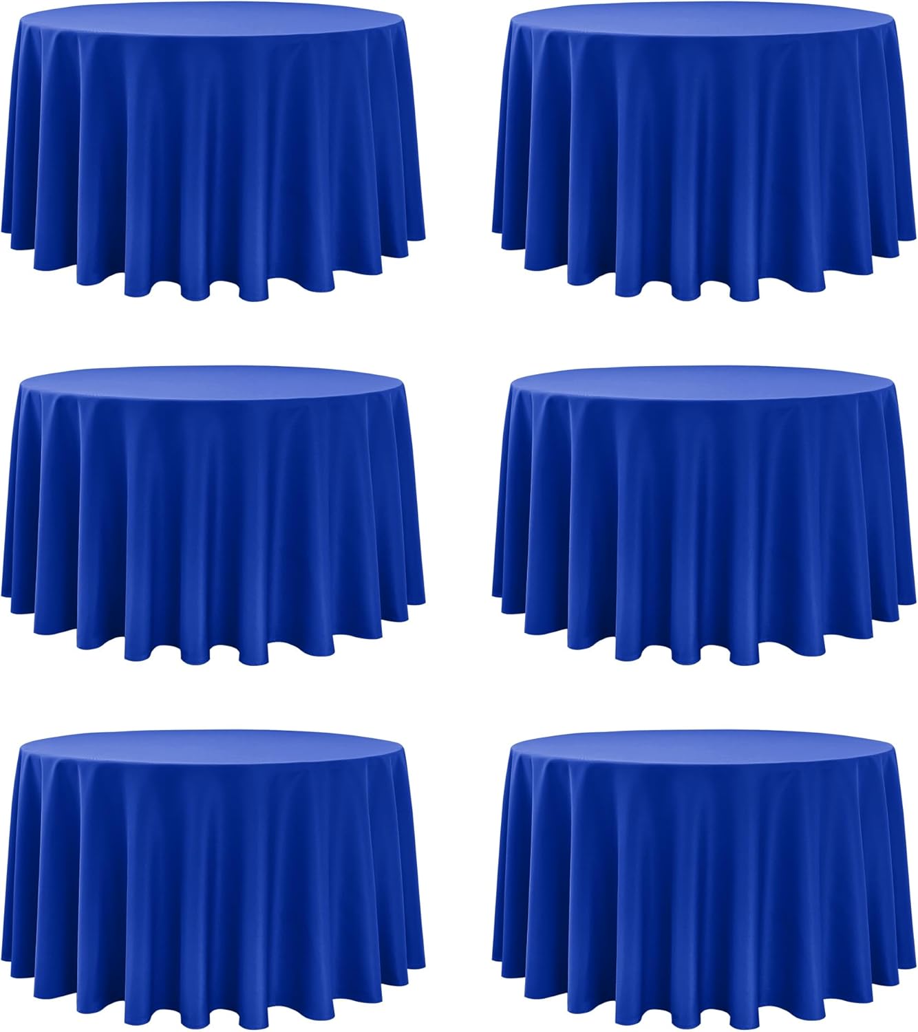 6-Pack Royal Blue Round Tablecloths, 120 Inches, Stain-Resistant Polyester for 5-6 Ft Round Tables - Washable Table Covers for Weddings, Banquets, Birthday Parties, Events