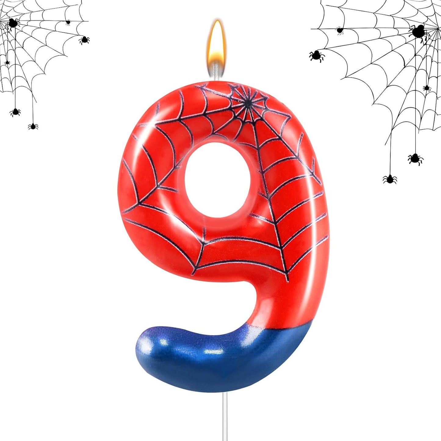 Spider Themed Birthday Candles Number 9 Candle Birthday Cake Candle Party Decoration Cake Topper for Spider Party Decoration Theme Party Supplies (Number 9)