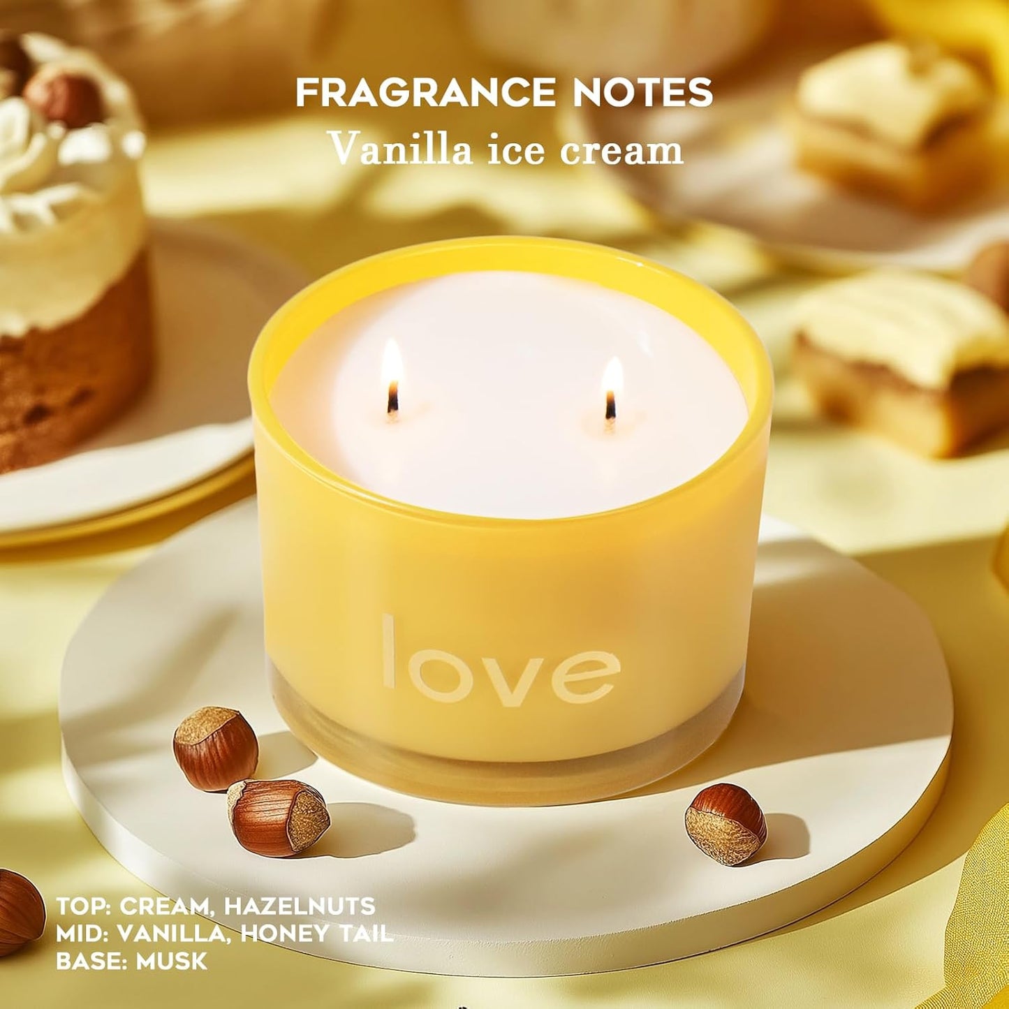 KONNI 2 Wick Vanilla Love Scented Candles for Home, Relaxing Soy Candles, 12.35oz Luxury Love Aromatherapy Candle for Women Men, 60 Hours Long Lasting Candle, Clean Burning Jar Candle, Romantic Gifts
