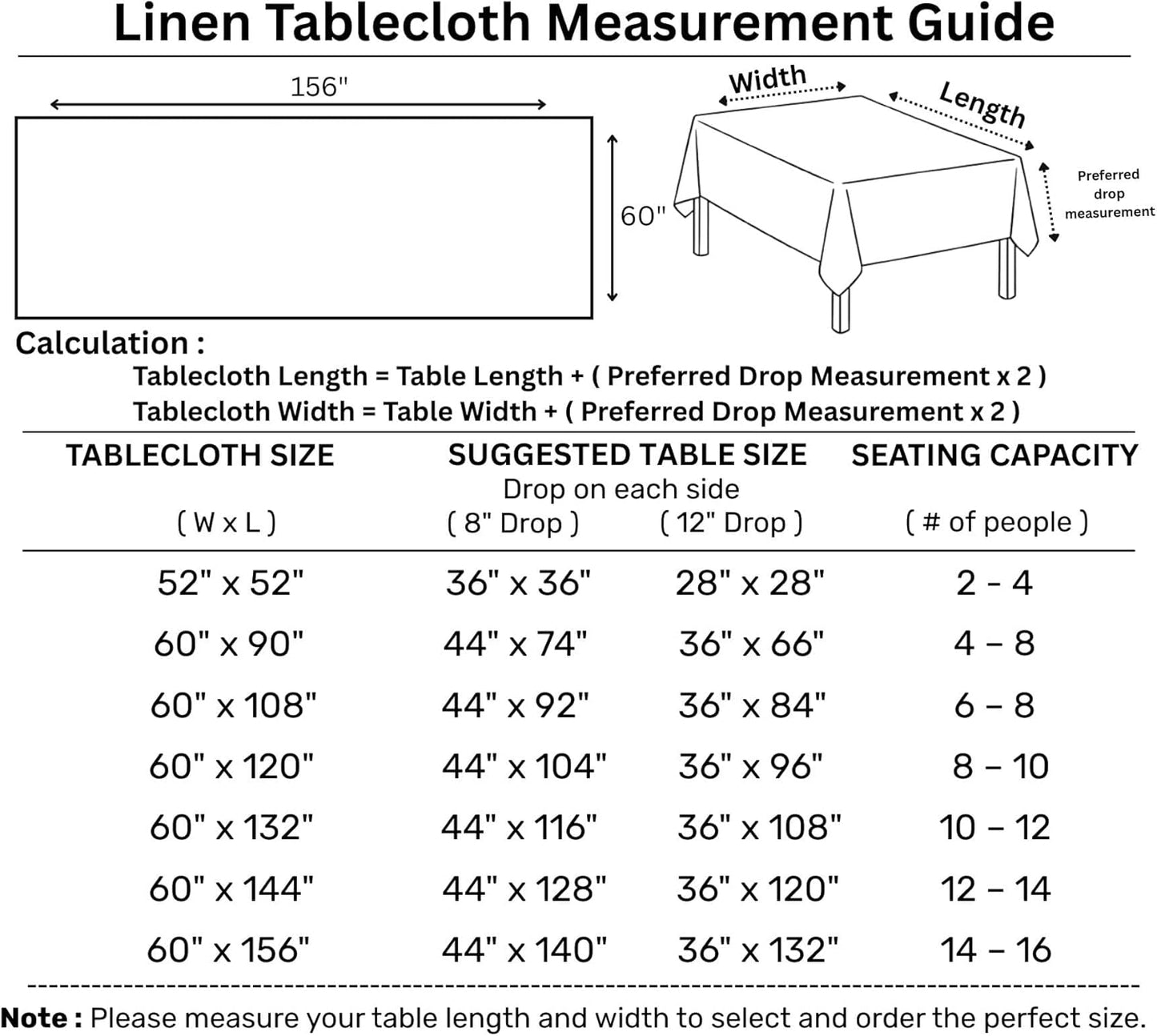 Solino Home Black Linen Tablecloth 60 x 156 Inch - Classic Hemstitch, 100% Pure Linen Rectangular Tablecloth - Machine Washable Table Cloth for Halloween