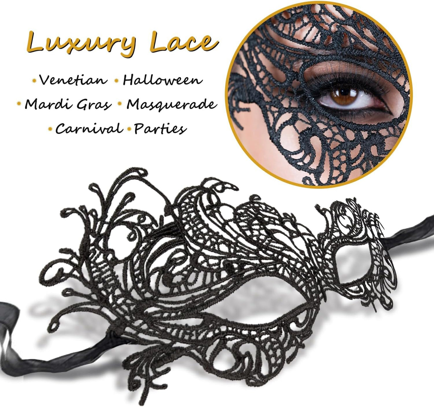 Masquerade Mask for Women Lace Masks for Venetian Party Costume Halloween Carnival