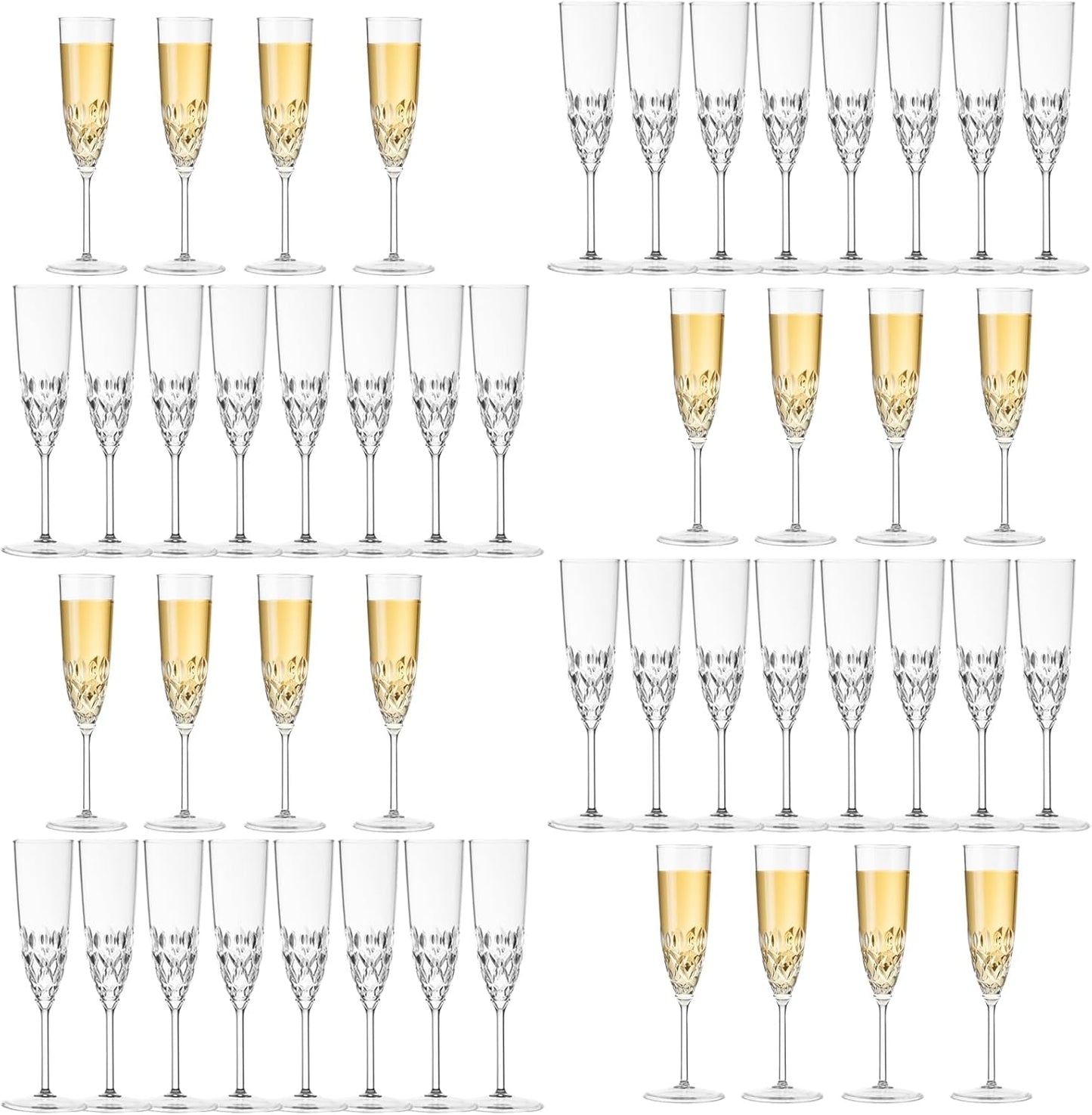 48 Pack Plastic Champagne Flutes, Shatterproof Reusable Fancy Crystal Clear Champagne Glasses, 5 oz Acrylic Unbreakable Elegant Party Drinking Cocktail Wine Glasses Wedding Birthday Bar Goblets
