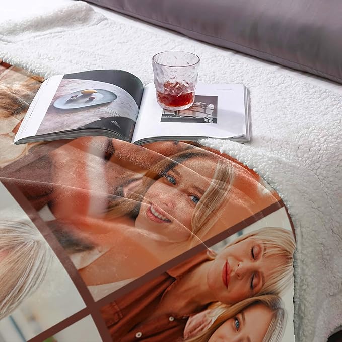 Mothers Day Blanket Gifts for Mom, Custom Sherpa Blanket with Picture Personalized Photo Throw Blanket Customized New Moms Gift from Daughter Son Husband, Birthday Gifts for Wife Grandma