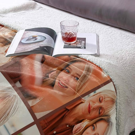 Mothers Day Blanket Gifts for Mom, Custom Sherpa Blanket with Picture Personalized Photo Throw Blanket Customized New Moms Gift from Daughter Son Husband, Birthday Gifts for Wife Grandma