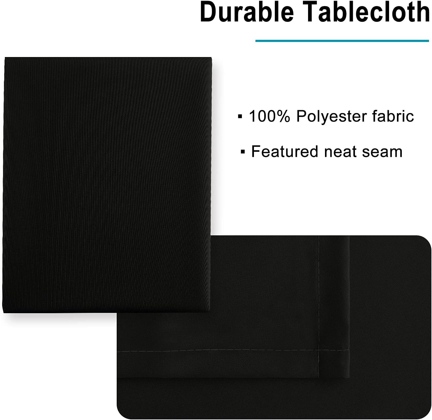 Hiasan Black Rectangle Tablecloth - Waterproof Spillproof and Wrinkle Resistant Washable Polyester Table Cloth for Dining Party, 90 x 90 inch