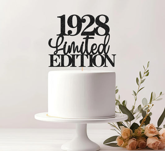 Limited EDITION 1928 Cake Topper - Black Glitter Happy 97th Birthday Party Cake Decoration Supplies, Cheer to 97 Years Cake Bunting Decor for 97th Birthday Party Photo Booth Props