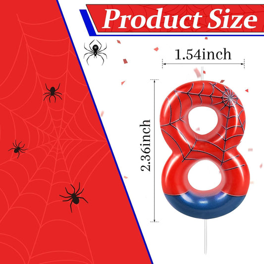 Spider Themed Birthday Candle Number 8 Candle Birthday Cake Candle Party Decoration Cake Topper for Spider Party Decoration Theme Party Supplies (Number 8)