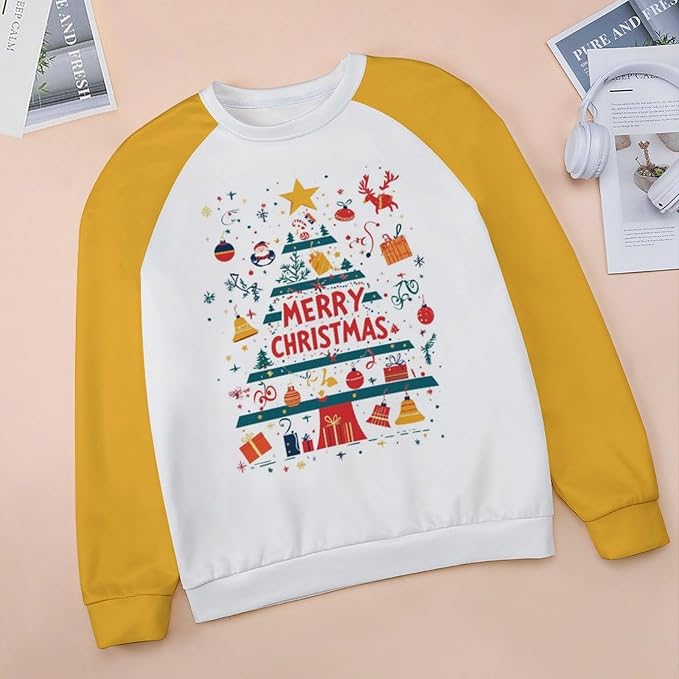 LOAIHA Christmas Sweatshirts for Women Christmas Tree Graphic Shirt Xmas Long Sleeve Merry Christmas Pullover Blouse