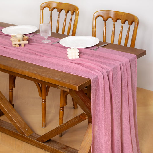Socomi 3pcs Cheesecloth Table Runner Mauve Fall Thanksgiving Gauze 120 Inch Rustic Boho Cheese Cloth Runner for Wedding Party Baby Bridal Shower Centerpiece Decoration Holiday Home Decorations