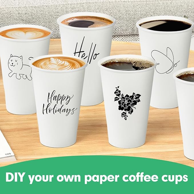 16 oz Paper Cups, 300 Pack 16oz Disposable Paper Coffee Cups, Coffee Cups 16 oz for Cold and Hot Drinks, White Paper Drinking Cups for Parties, Picnic, Cafes, Bistros and Events