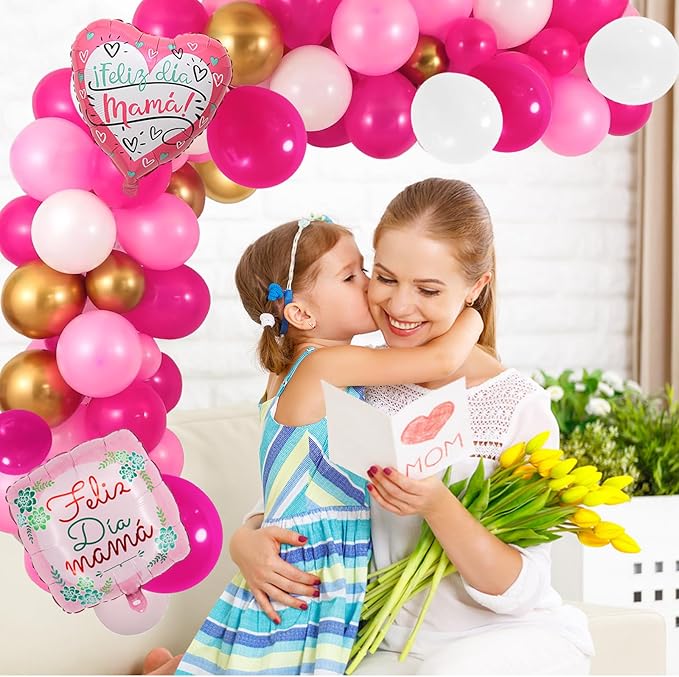 Feliz Dia De Las Madres Balloon Garland Arch kit with 118 Pcs Balloons Mothers DayDecorations Feliz Dia Mama Balloons Banner for Mothers Day Party Supplies