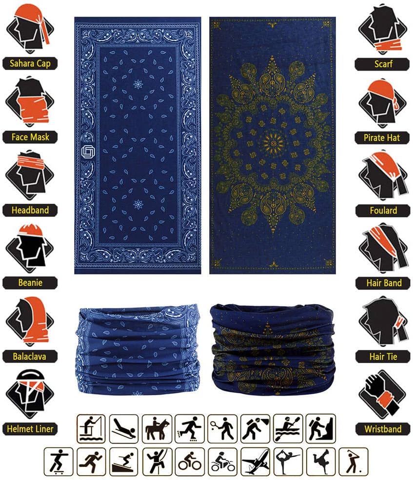 Headband Neck Gaiter Head Wrap Headwear Face Mask Magic Scarf Bandana for Men and Women