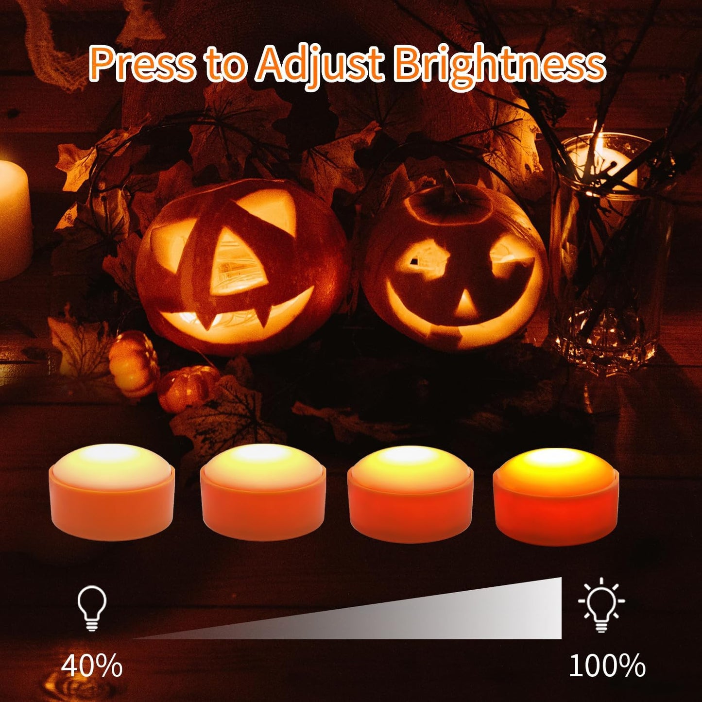 Halloween LED Pumpkin Lights, 6 Pack Battery Operated Jack-O-Lantern Lights with Remote Control and Timers, Orange Flickering Flameless Candles Ideal for Halloween Pumpkin Decorations