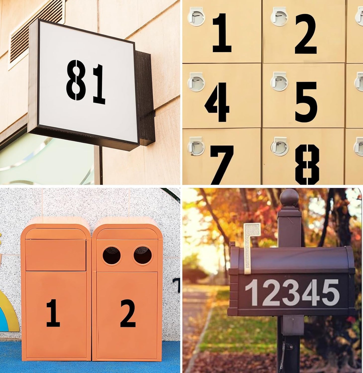4 Inch Number Stencils for Painting, 0-9 Address Number Stencil Set, 20PCS Plastic Number Stencils, Curb Stencil Kit, Reusable Digital Templates for Painting on Cake Curb Road Wall Wood Mailbox