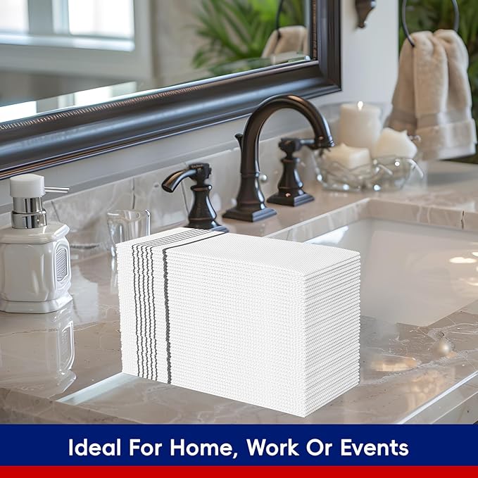 200 Pack Paper Dinner Napkins, Absorbent Paper Napkins, Premium Quality Guest Towels, 2-Ply Disposable Hand Towels for Kitchen, Events, Parties or Events (Silver)
