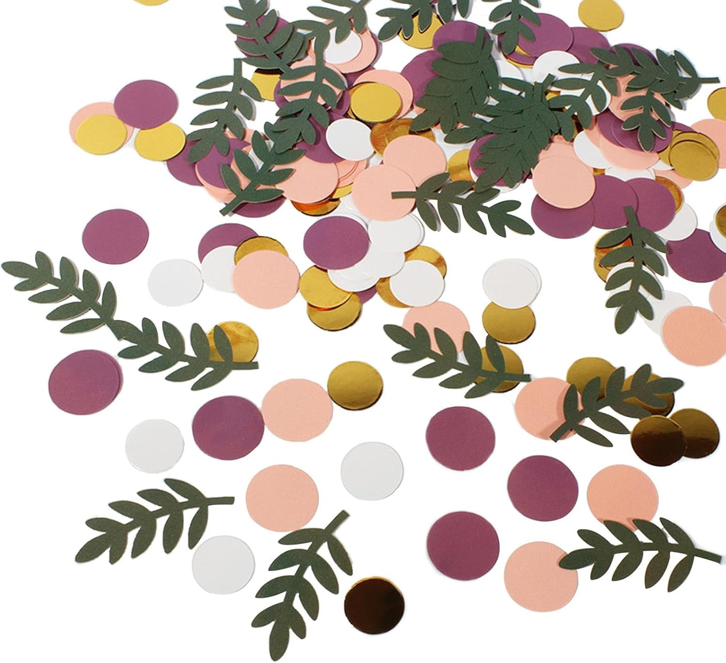 200 Pcs Table Confetti - Green Eucalyptus Branches, Greenery and Gold Scatter Decor for Baby Showers, Bridal Showers, Weddings
