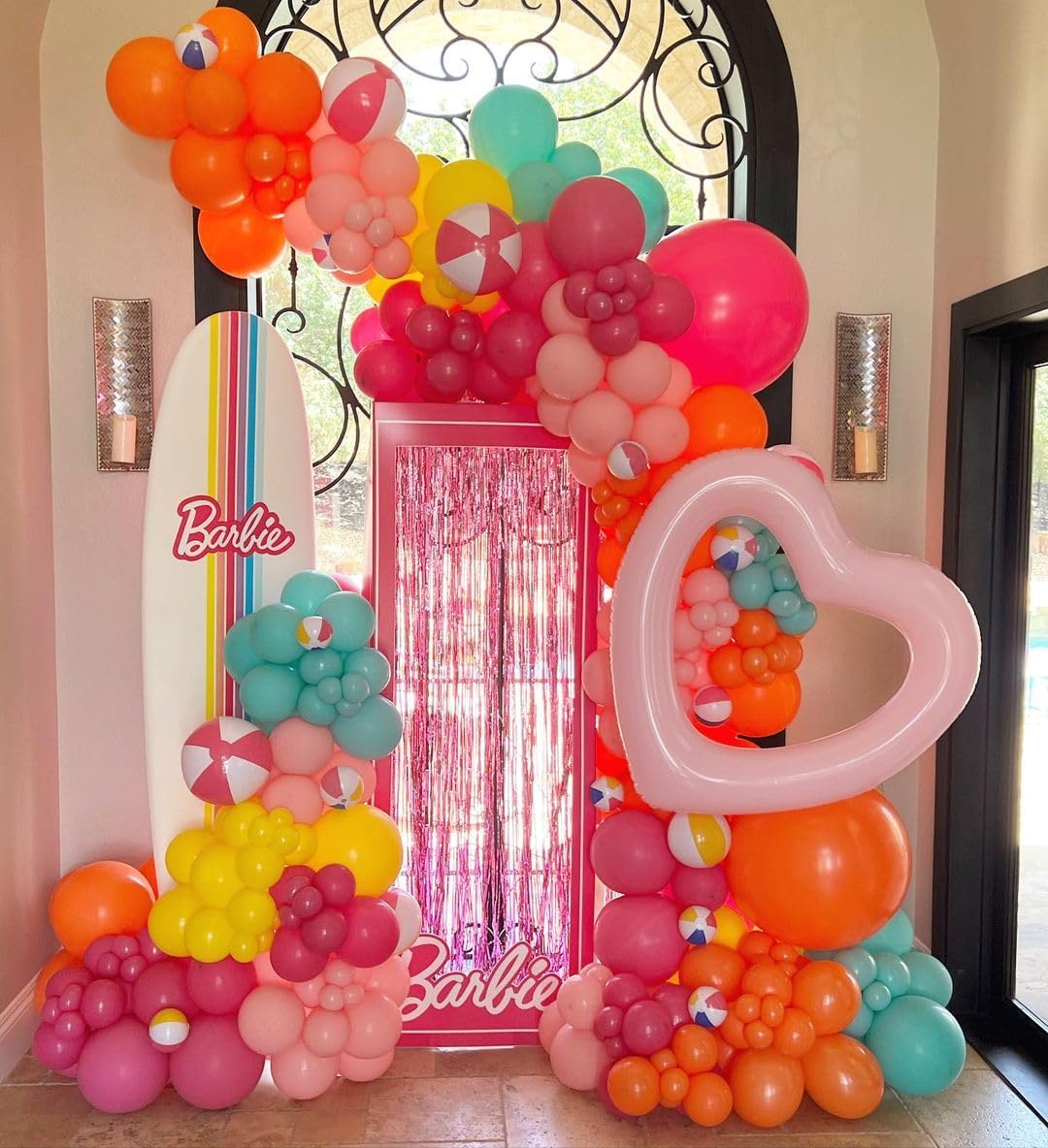 Bezente Pink and Orange Latex Balloons,60pcs 12 inch Light & Hot Pink Orange Confetti Balloons for Baby Shower, Birthday, Wedding, Tropical Party decorations