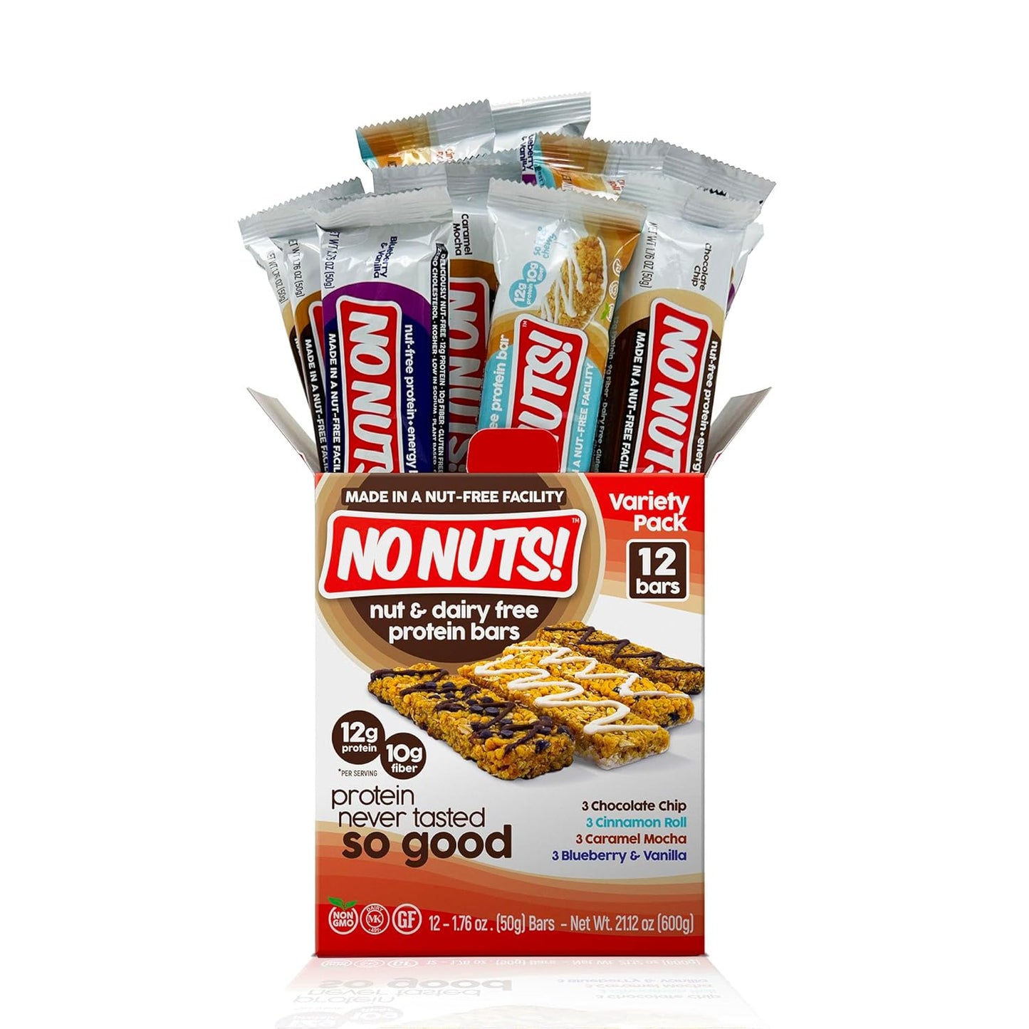 No Nuts! Protein Bar Variety Pack – 12 Count | 100% Nut-Free, Dairy-Free, Vegan, Organic, Kosher, Egg-Free, Non-GMO Energy Snack Bars