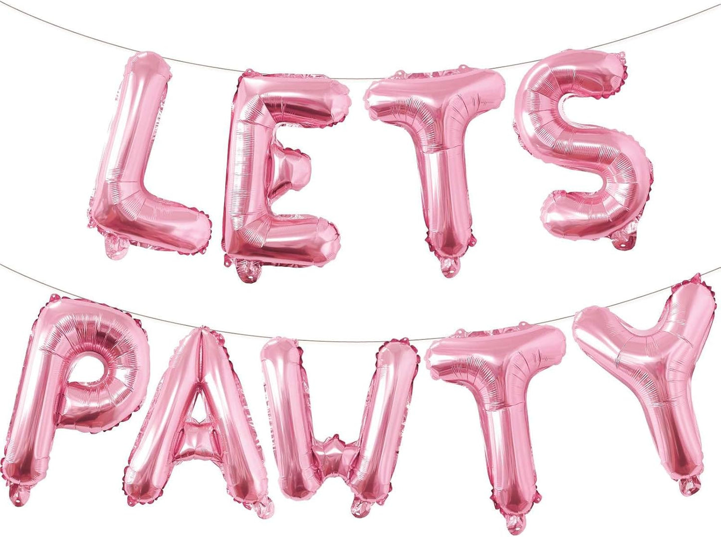 9 Pcs Lets Pawty Balloons Banner 16 Inch, Dog Cat Pet Birthday Letters Sign Lets Pawty Balloons Happy Birthday Banner for Pet Dog Cat Party Supplies Decorations (Pastel Pink)