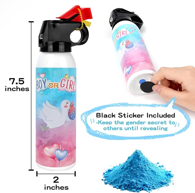 Gender Reveal Fire Extinguisher, 2 Pack Baby Boy Gender Reveal Ideas Party Decor, Biodegragable Gender Reveal Party Supllies (Medium)