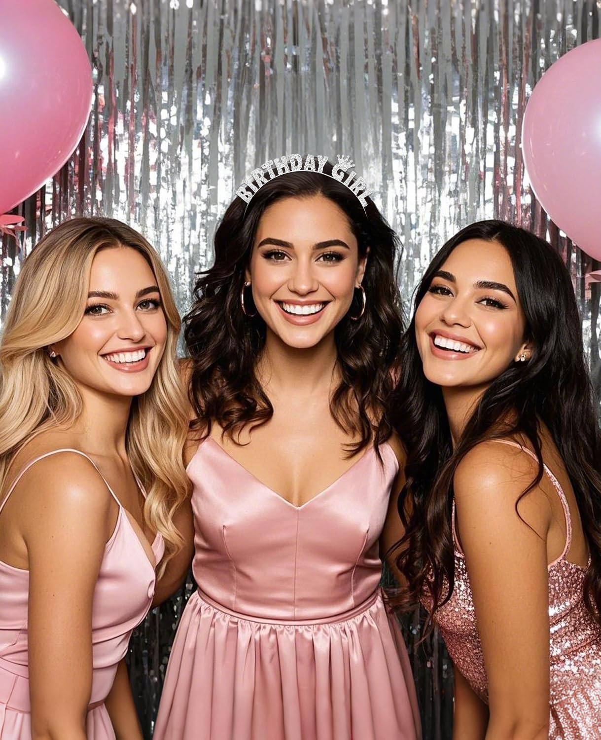 Wecoe Silver Birthday Girl Headband - Sparkling Rhinestone Tiara Crown Hair Accessories for Women Girls - Happy Birthday Party Decorations, Princess Birthday Gift Idea