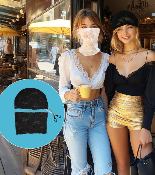 Floral Lace Full Face Mask, Wrist Cuff, Hair Bibbon for Photography Halloween Cosplay DIY Enthusiasts