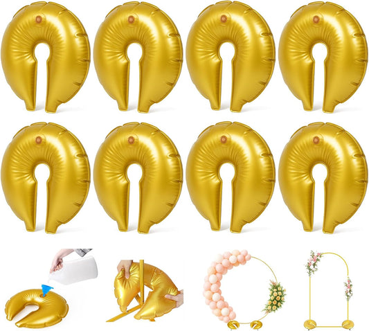 8 Pcs Balloon Arch Weights for Backdrop Stand,Slit Style Gold Water Weight Bags with Funnel Water Fillable Balloon Arch Stands Base for Wedding Birthday Party Graduation Christmas Decor (Each 10 Lbs)