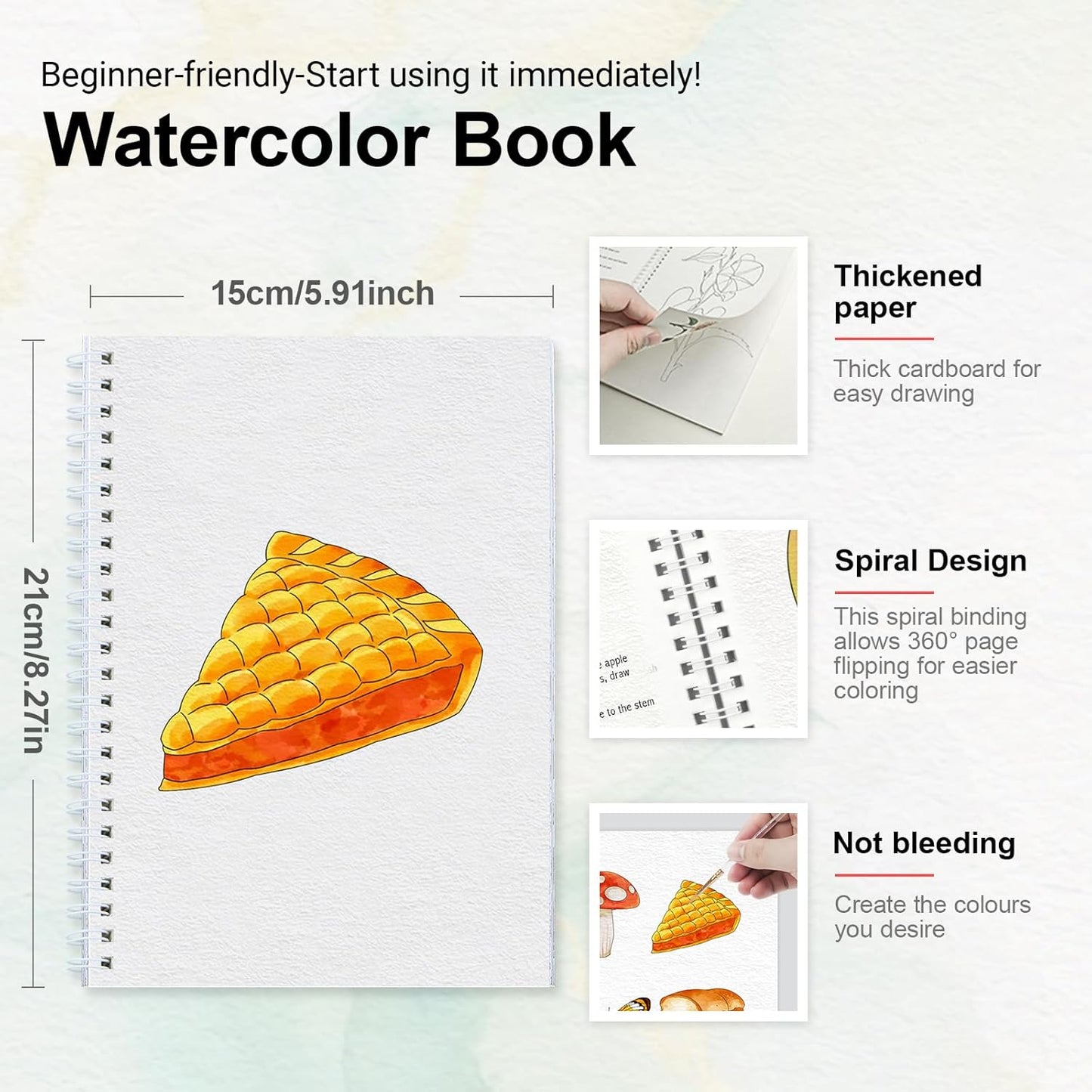 Watercolor Workbooks with Step by Step for Adults Teens - Beginner Watercolor Workbook with 12 Coloring Book Pages -100% Cotton 300gsm/140lb Watercolor Paper (Autumn)