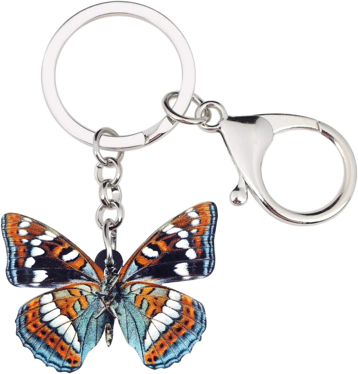 BONSNY Morpho Menelaus Butterfly Key Chains for Women Car Purse Bag Rings Pendant Charms