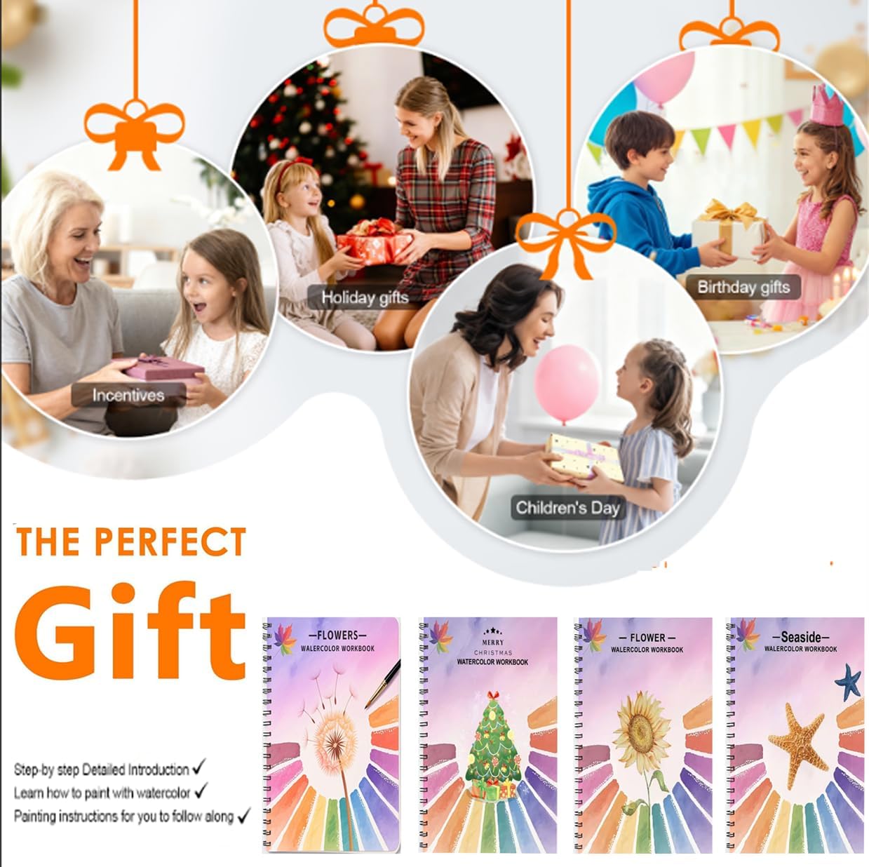 Watercolor Workbooks, Beginner Watercolor Painting Kit – 12 Colors Paint Set with Brush