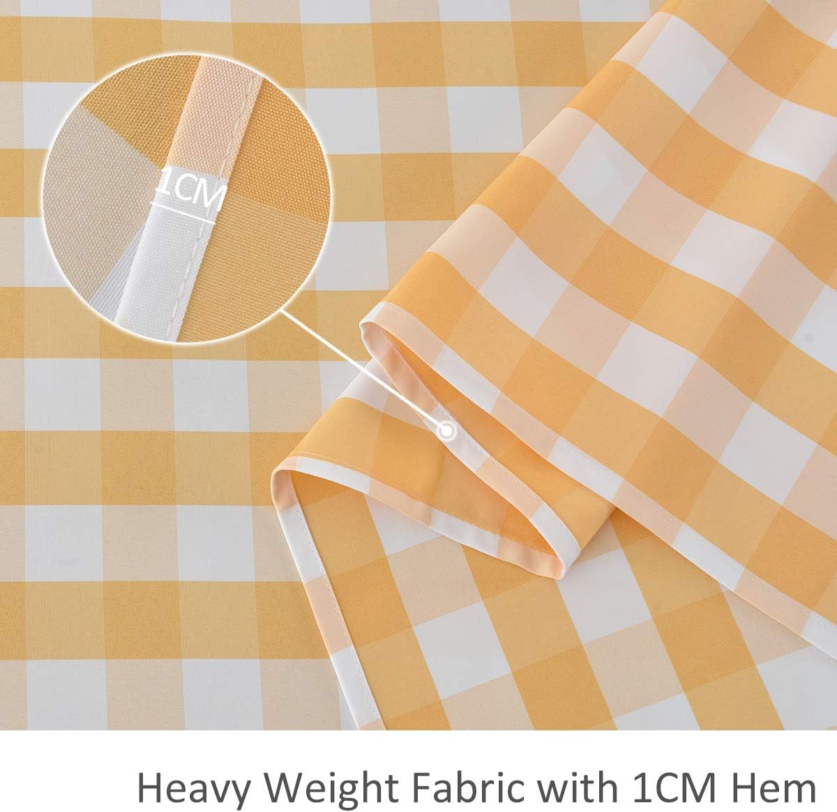 maxmill Checkered Tablecloth Stain Resistant Wrinkle Resistant Spillproof Washable Heavy Weight Table Cloth Gingham for Dining Room and Outdoor Use, Rectangle 60 x 140 Inch Yellow and White