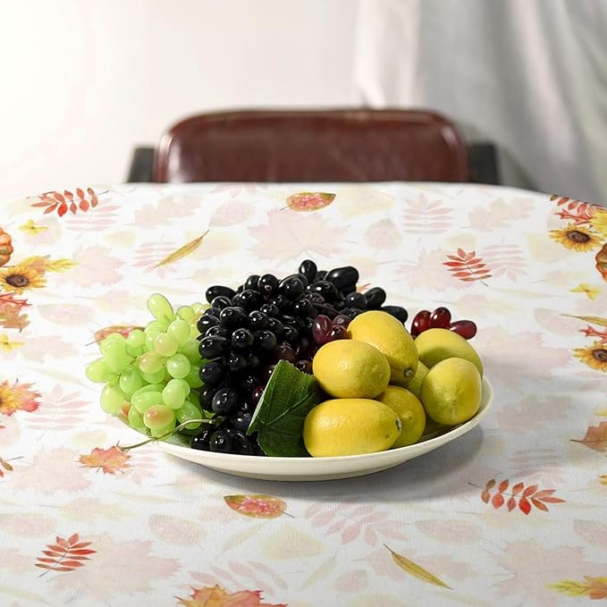 Autumn Thanksgiving Pumpkin Tablecloth, Vintage Retro Maple Leaves Watercolor Yellow Sunflower Fall Harvest Table Cover for Party Picnic Dinner Kitchen 55x75 Inch Rectangle