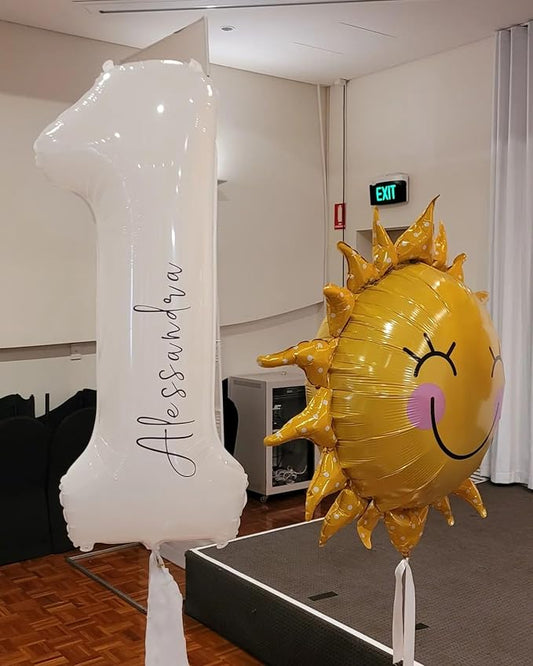40 Inch White 1 Balloon for First Birthday, Translucent 1st Number Balloons Birthday Decorations for Girl Boy Kids Toddler Baby, One Giant Number 1 Balloon
