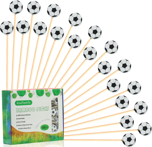 Soccer Cocktail Picks 5" Sport Ball Soccer Decoration Toothpicks Sandwich Appetizer Skewers Swizzle Sticks for World Cup Football Champions League Sports Catered Event Birthday Themed Party Supplies