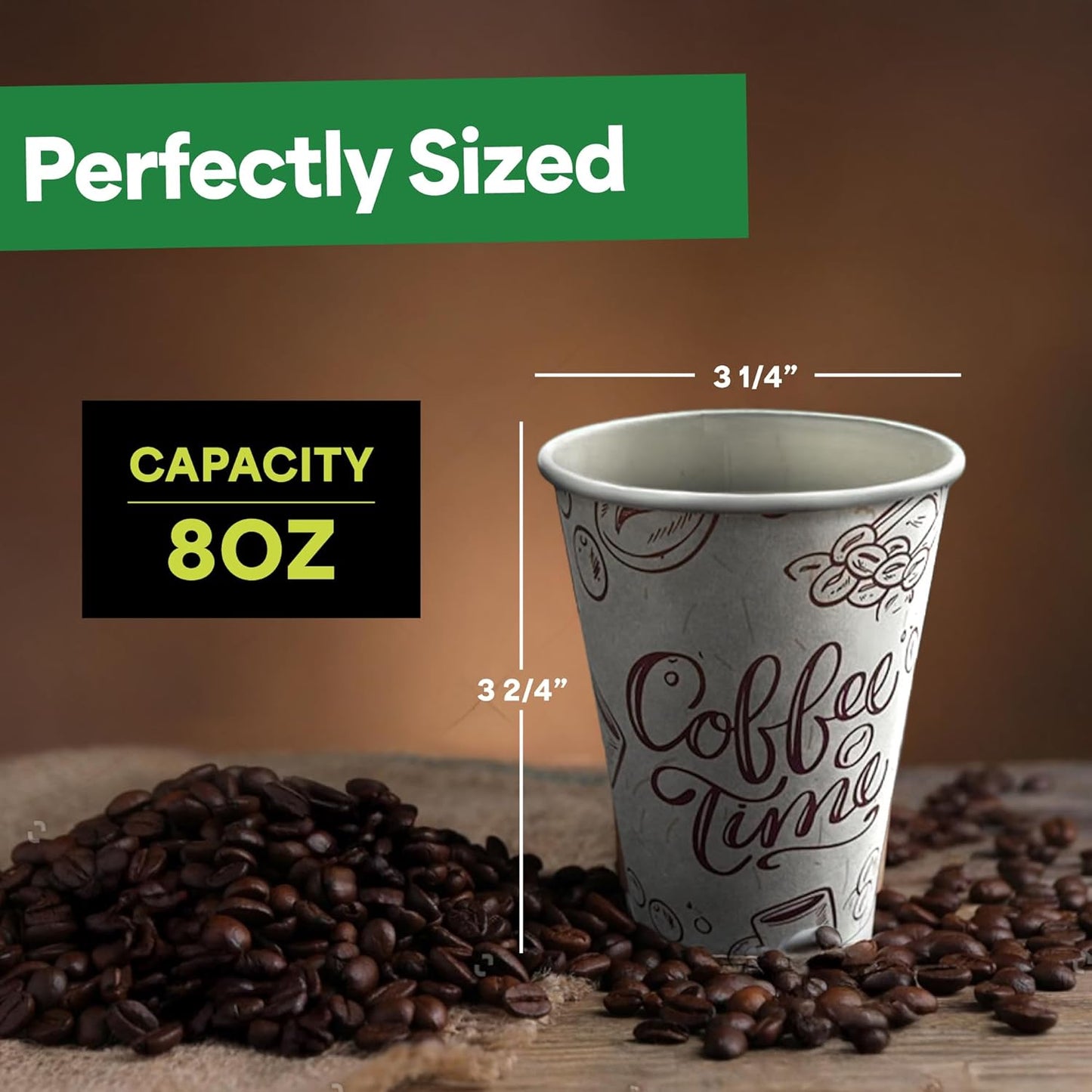 EconoHome 8 oz 50 Pack Disposable Coffee Paper Cups - Paper Cups for Hot and Cold Drinks, Tea, Water, and Juice