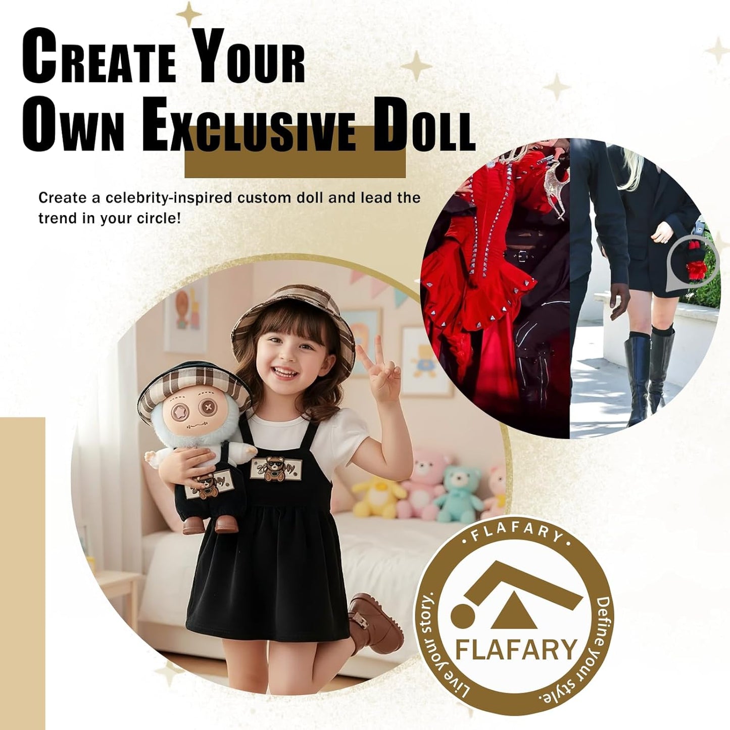 Doll Clothes for 17cm Dolls (No Doll Included) - Stylish and Adorable Outfits for Boys and Girls, Toy Fashion Accessories, Include Hat, Canvas Shoes(Teddy Bear-Hat)
