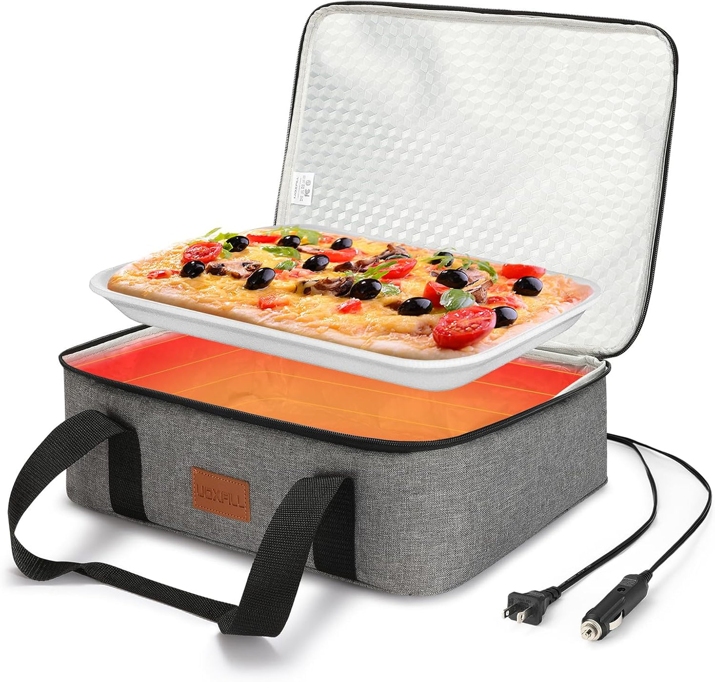 Food Warmer Electric Casserole Carrier - Large Heated Lunch Bag for Car Truck, 12V/24V/110V, Thermos for hot Food for Potluck Cookouts Parties Picnic,Lasagna Lugger,Fits 9"x13" Baking Pan
