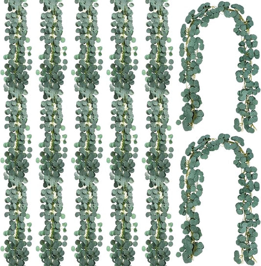 36 Pcs Artificial Eucalyptus Garland, Eucalyptus Greenery Leaves Table Garland Faux Leaf Plants Hanging Wreath Vines for Wedding Party Wall Table Home Fireplace Bedroom Decor