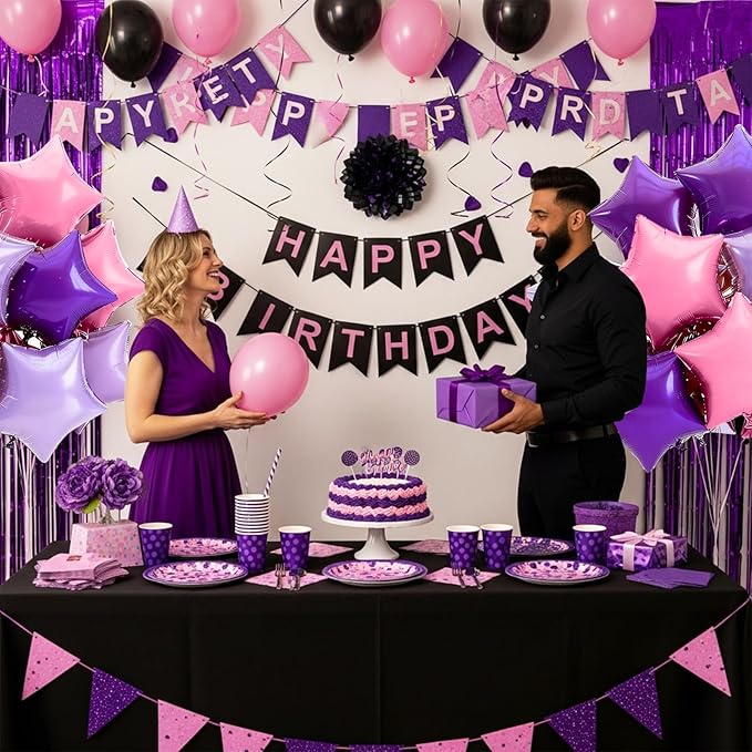 TONIFUL 15Pcs 18 Inch Large Purple Pink Star Shape Foil Balloons Big Stars Helium Mylar Ballons for Birthday Wedding Bridal Shower Anniversary Engagement Party Decorations Supplies