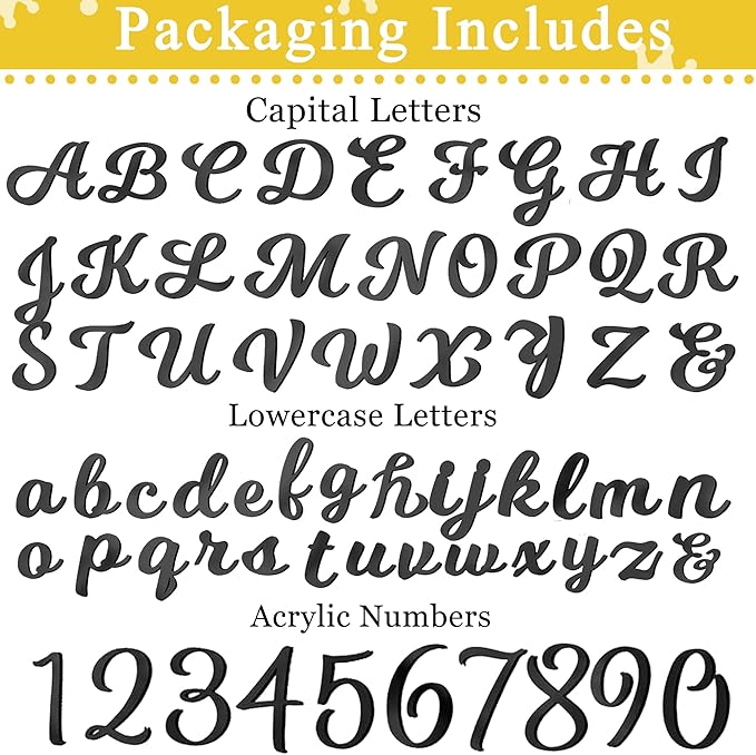 64 Pcs Acrylic Number & Alphabet Cake Toppers - A-Z Letters, 0-9 Numbers, Black - DIY Personalized Name Cupcake Toppers for Weddings, Birthdays, Party Decorations