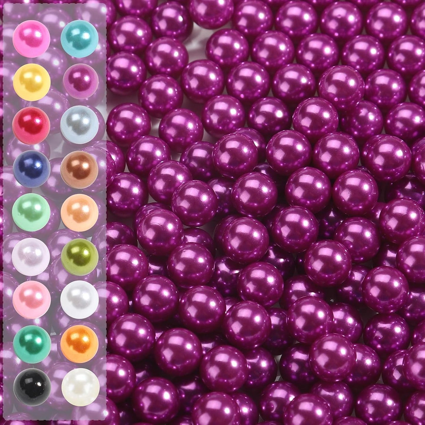 980pcs Undrilled Holeless ABS Faux Pearl Beads for Vase fillers, No Hole Round Pearls for Cosmetic Boxes, DIY Parts, Table Scatter, Wedding, Birthday Party Home Decorating (Dark Purple, 8mm)